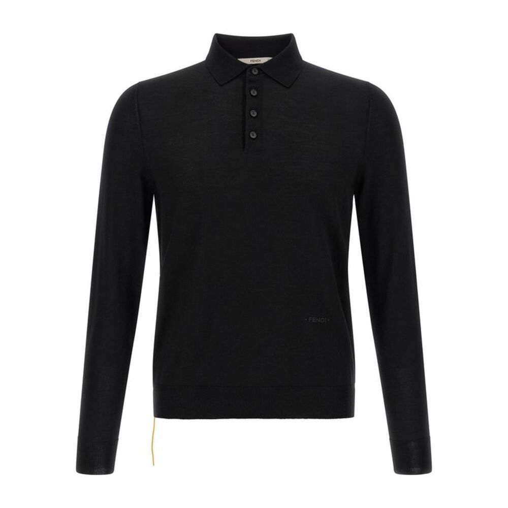 Fendi Black Virgin Wool Polo Men's Shirt